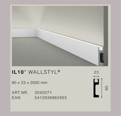 Подови первази с LED осветление Профил IL10 бял